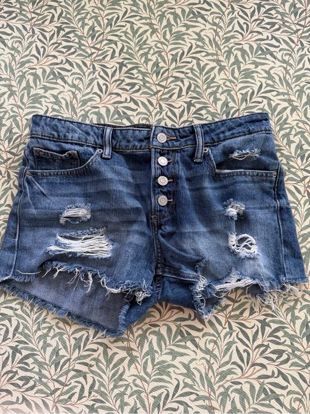 Lucky Brand Distressed Dark Blue Denim Shorts